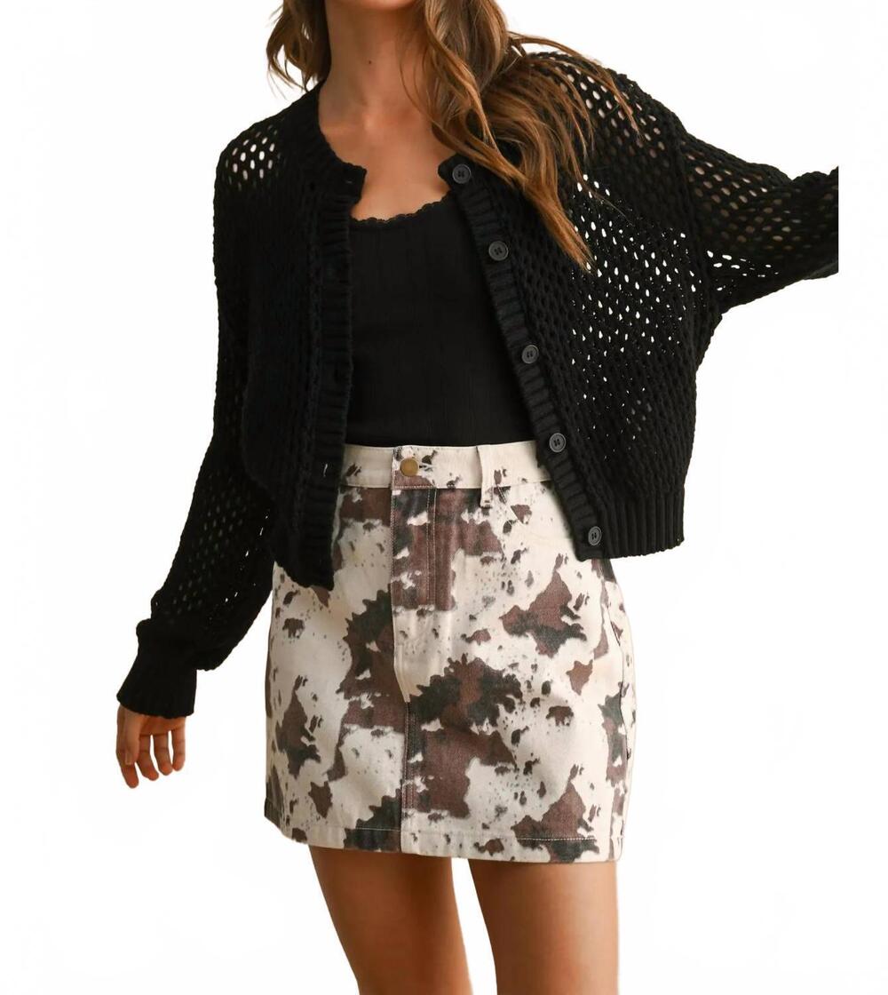 NEW MIOU MUSE crochet knitted buttondown cardigan in black